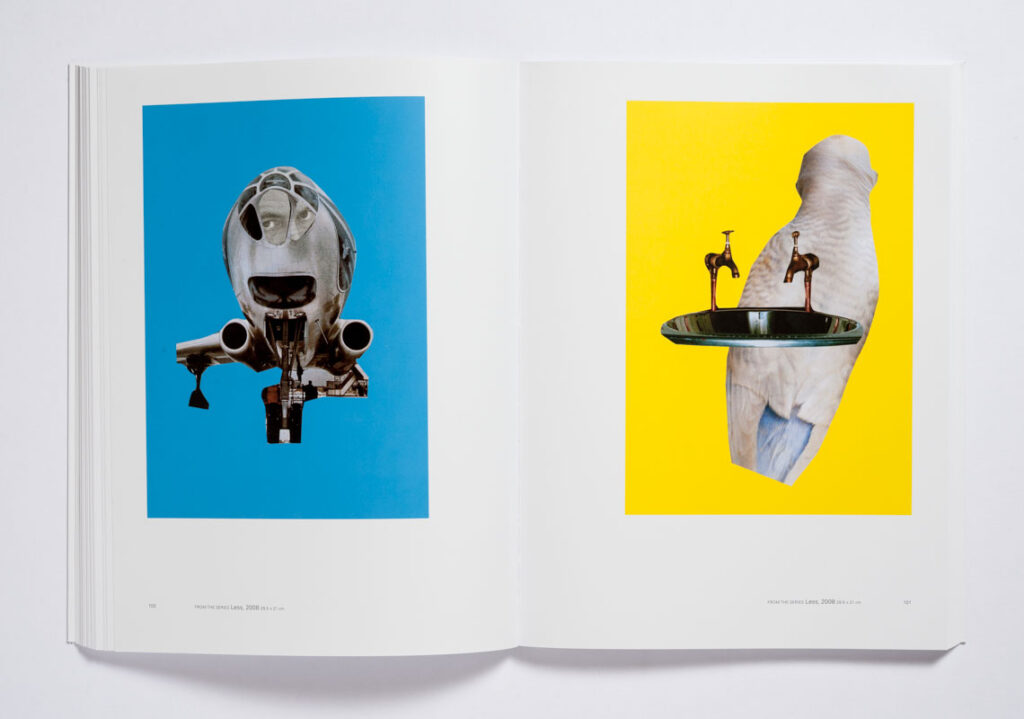 Розворот книжки Ріка Пойнора «Сергій Святченко: колажі»