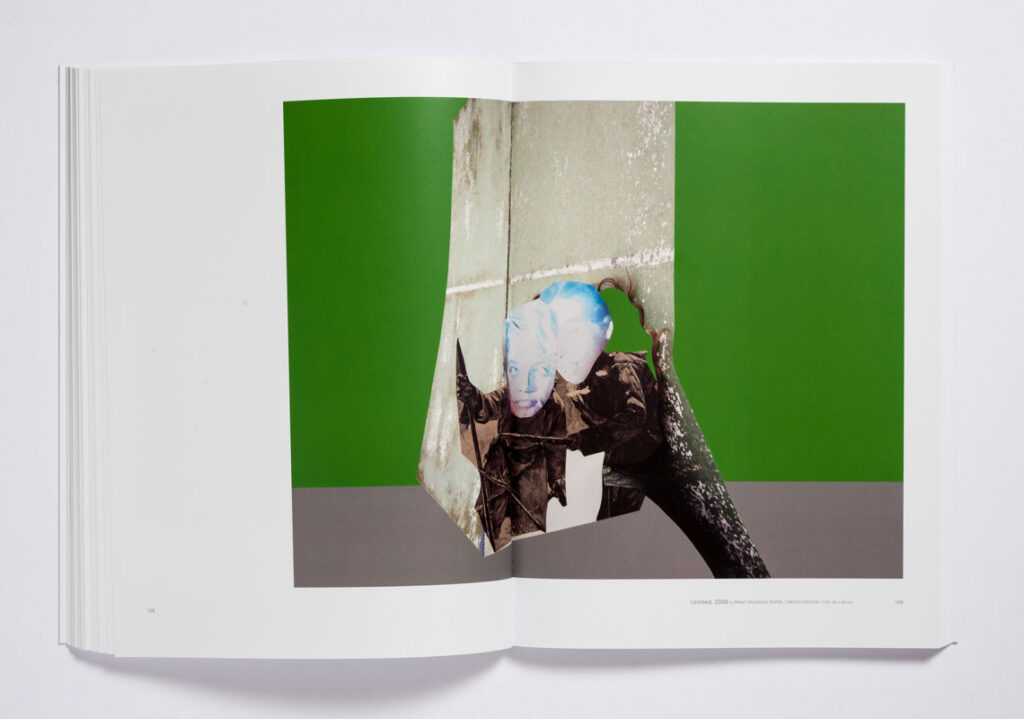 Розворот книжки Ріка Пойнора «Сергій Святченко: колажі»