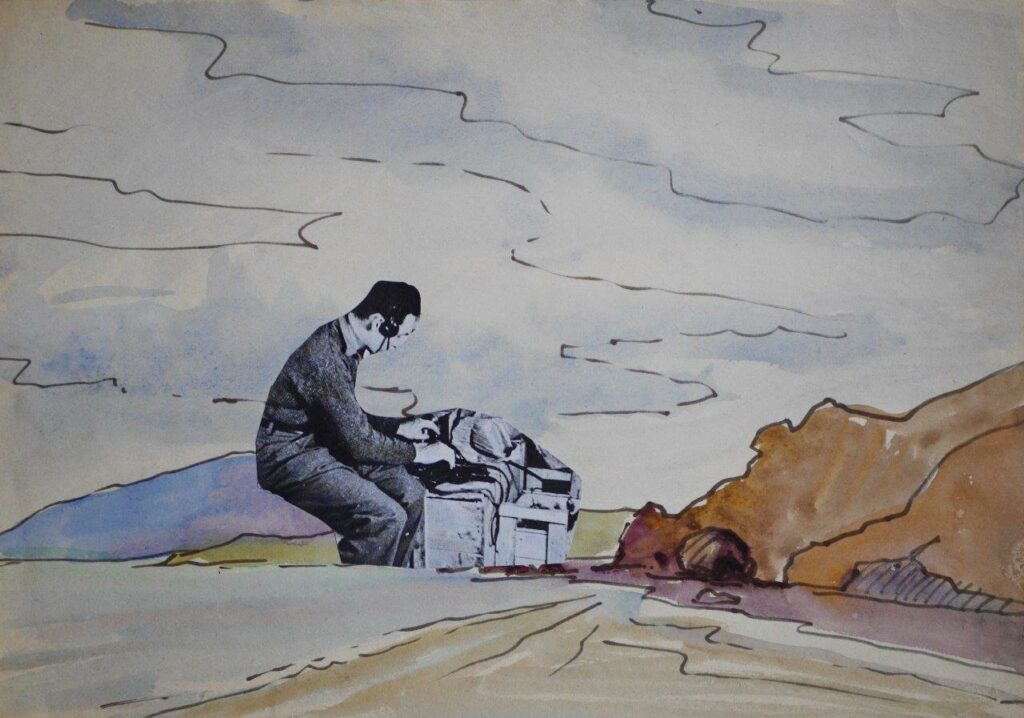 Из серии «Акварельные принадлежности», коллаж на акварелях Евгения Святченко, 1987)